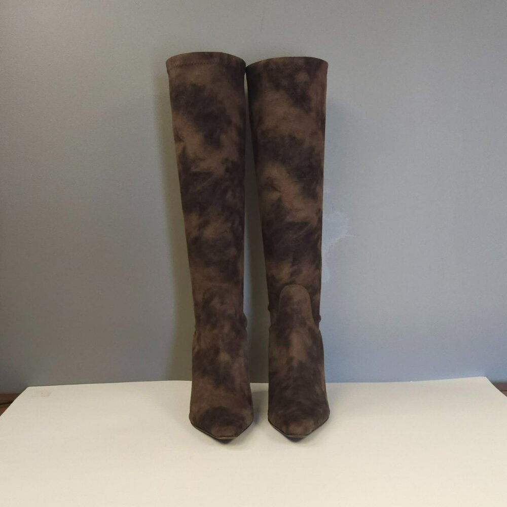 Donald J. Pliner Brown Suede Knee-High Stiletto Boots - Picture 3 of 4